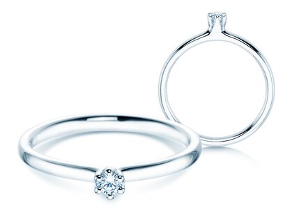 Engagement ring Classic 6 in platinum 950/- with diamond 0.05ct G/SI