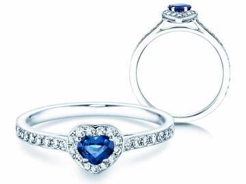 Engagement ring Heart Saphir in platinum