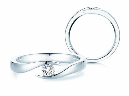 Engagement ring Twist in silver 925/- with diamond 0.15ct G/SI
