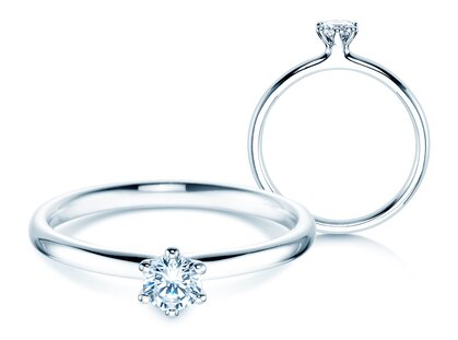 Engagement ring Classic 6 in platinum 950/- with diamond 0.25ct G/SI