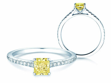 Engagement ring Fancy Yellow Cushion Pavé