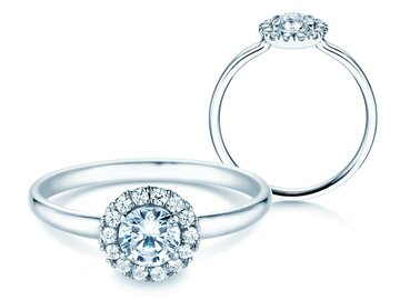 Engagement ring Flower in platinum