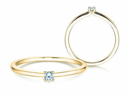 Engagement ring Classic 4 in 14K yellow gold with diamond 0.05ct H/SI