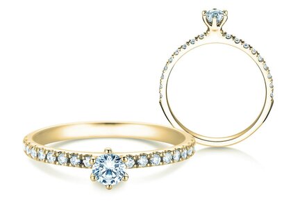 Engagement ring Classic Pavé in 14K yellow gold with diamonds 0.40ct G/SI