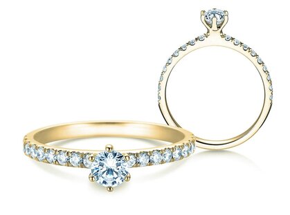 Engagement ring Classic Pavé in 18K yellow gold with diamonds 0.60ct G/SI