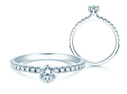 Engagement ring Classic Pavé in 14K white gold with diamonds 0.40ct G/SI