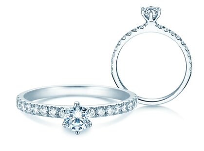 Engagement ring Classic Pavé in 18K white gold with diamonds 0.60ct G/SI