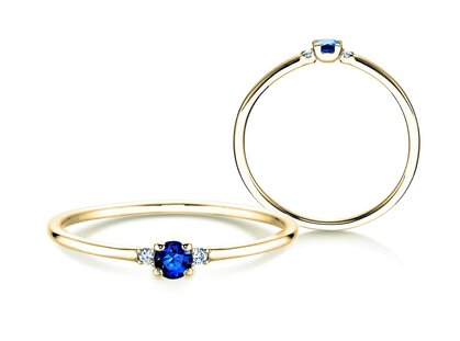 Engagement ring Vivid Petite in 14K yellow gold with sapphire 0.08ct and diamonds 0.02ct