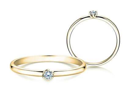 Engagement ring Melody in 14K yellow gold with diamond 0.07ct G/SI