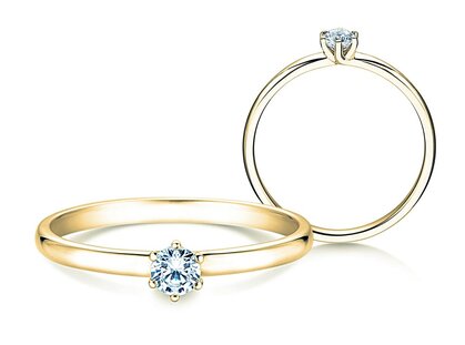 Engagement ring Melody in 14K yellow gold with diamond 0.20ct G/IF