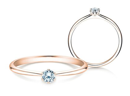 Engagement ring Spirit in 14K rosé gold with diamond 0.15ct H/SI