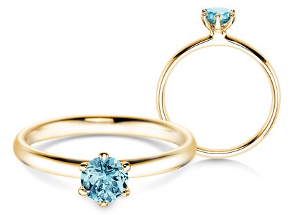  in 18K yellow gold with blue topaz 0.50ct