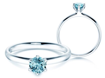  in 18K white gold with blue topaz 0.50ct