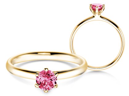  in 18K yellow gold with pink tourmaline 0.50ct