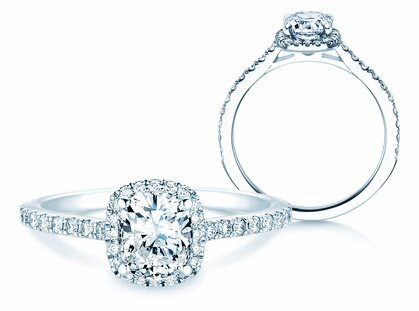 Engagement ring Halo Cushion Pavé