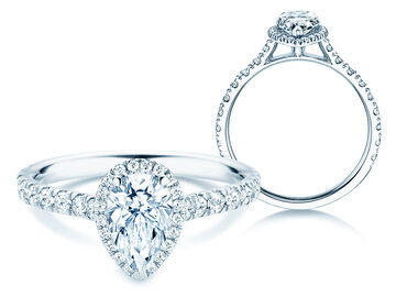 Engagement ring Pear Halo Pavé