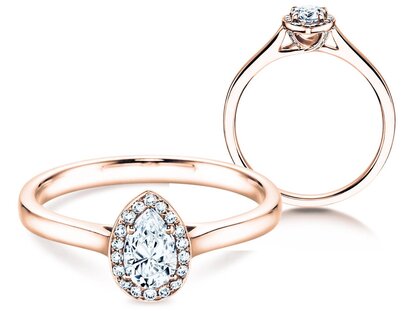 Engagement ring Pear Shape in 14K rosé gold with diamonds 0.40ct G/SI