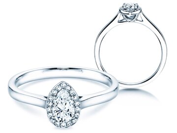 Engagement ring Pear Shape in 14K white gold with diamonds 0.40ct G/SI
