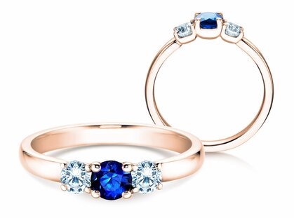 Engagement ring Glory Petite in 18K rosé gold with sapphire 0.30ct and diamonds 0.30ct