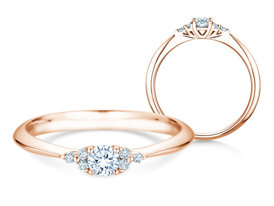 Engagement ring Vivid Diamond in 9K rosé gold with diamonds 0.31ct