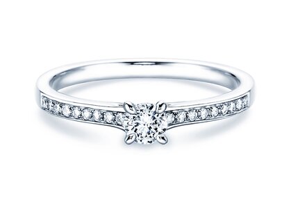 Engagement ring Modern Pavé in platinum 950/- with diamonds 0.20ct G/SI