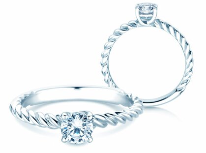 Engagement ring Classic Loop in 14K white gold with diamond 0.50ct H/SI