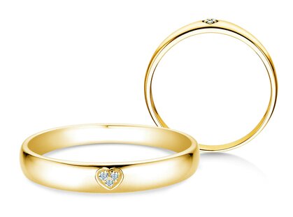 Engagement ring Heart Petite in 18K yellow gold with diamonds 0.02ct G/SI