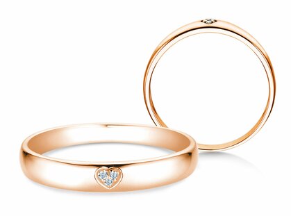 Engagement ring Heart Petite in 18K rosé gold with diamonds 0.02ct G/SI