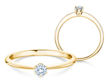 Engagement ring The One in 14K yellow gold with diamond 0.15ct H/SI