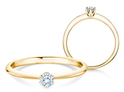 Engagement ring The One in 14K yellow gold with diamond 0.15ct G/SI