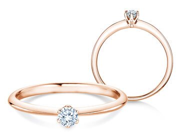 Engagement ring The One in 14K rosé gold with diamond 0.15ct H/SI