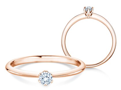 Engagement ring The One in 14K rosé gold with diamond 0.15ct G/SI