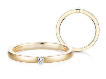 Engagement ring Infinity in 14K yellow gold with diamond 0.03ct H/SI