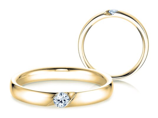 Engagement ring Italic in 9K yellow gold with diamond 0.10ct