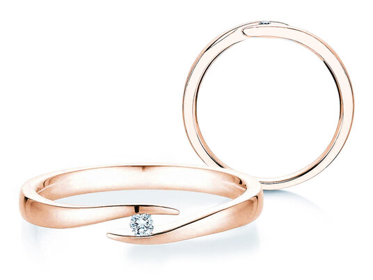 Engagement ring Twist in 9K rosé gold with diamond 0.03ct