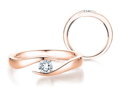 Engagement ring Twist in 14K rosé gold with diamond 0.03ct G/SI